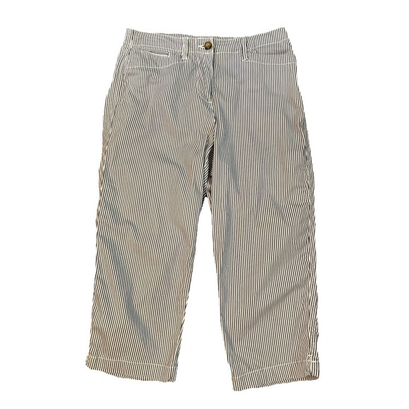 Kim Rogers Pants - Kim Rogers Capri Pants Sz 8 Gray White Striped Coastal